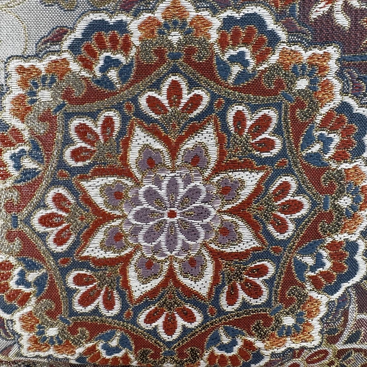 袋帯 秀品 華文 花鳥 金糸 箔 銀色 六通 正絹