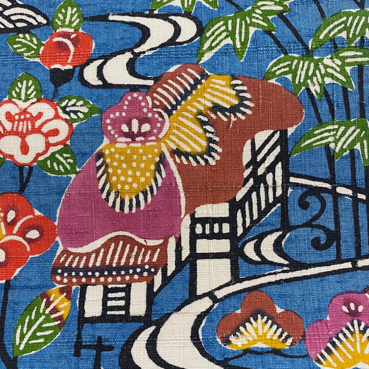 名古屋帯 秀品 紬地 家屋 松竹梅 青緑 正絹