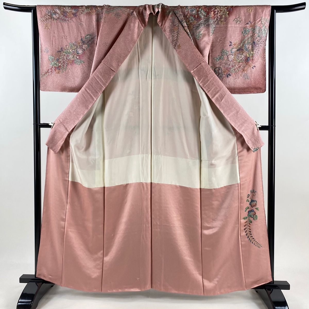  訪問着 身丈161 cm 裄丈65 M 袷 辻が花 金彩 ぼかし ピンク 正絹 訪問着 付け下げ 着物