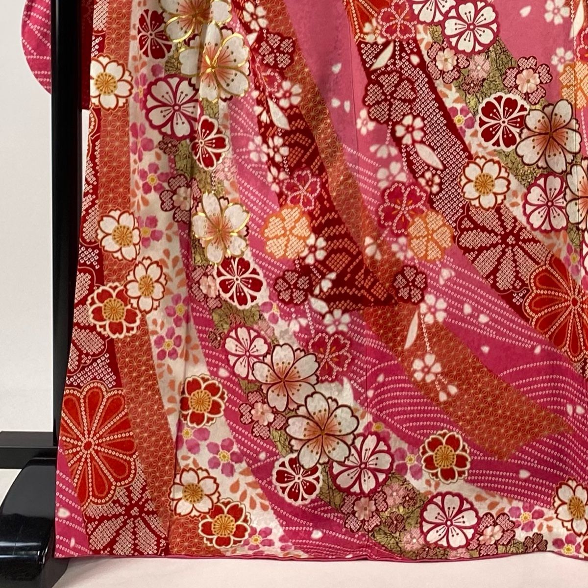 振袖 身丈168.5 cm 裄丈73 L 袷 桜 熨斗 金糸 銀通し ピンク 正絹