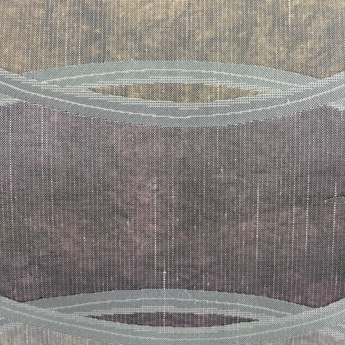 袋帯 鳥 幾何学 箔 金糸 灰色 六通 正絹