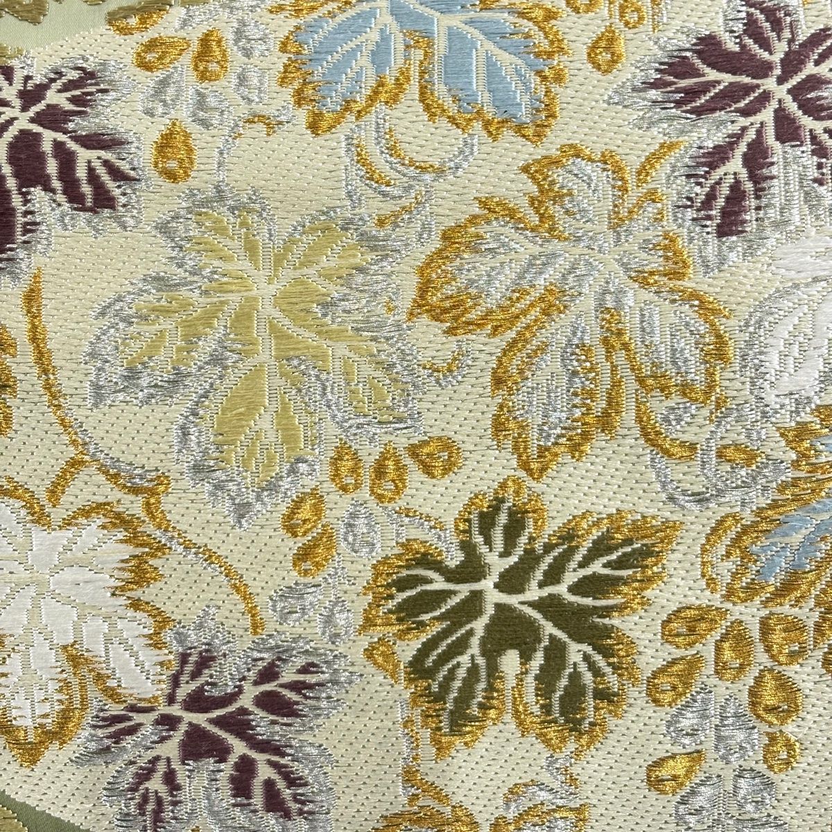 袋帯 葡萄 金銀糸 唐織 鶯色 六通 正絹