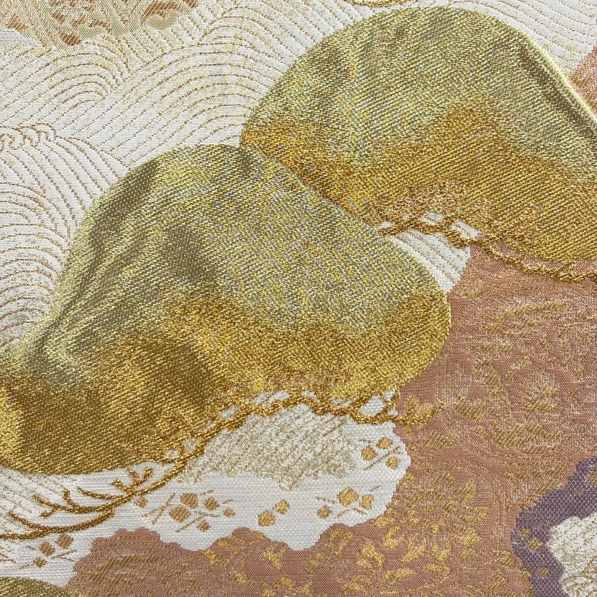 袋帯 落款 本家加納 笠松 道長取り 金糸 箔 金色 六通 正絹