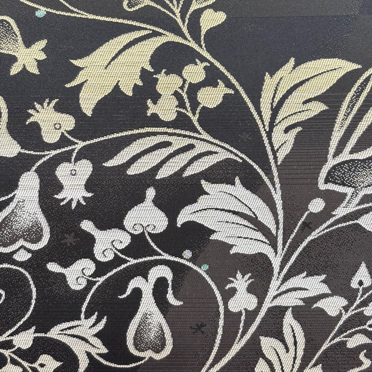 袋帯 花唐草 兎 銀糸 灰紫 全通 正絹