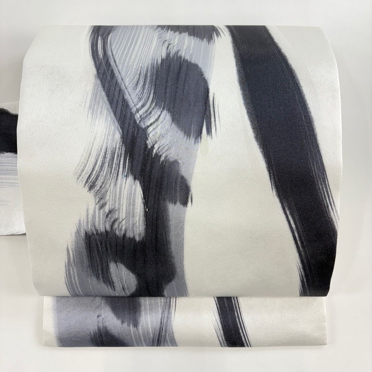 名古屋帯 幾何学模様 銀糸 白 正絹