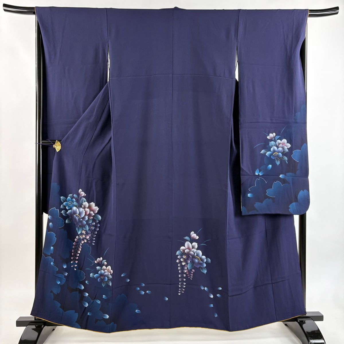 振袖 身丈159 5 cm 裄丈65 M 袷 鈴乃屋 草花 藤 青紫 正絹 秀品