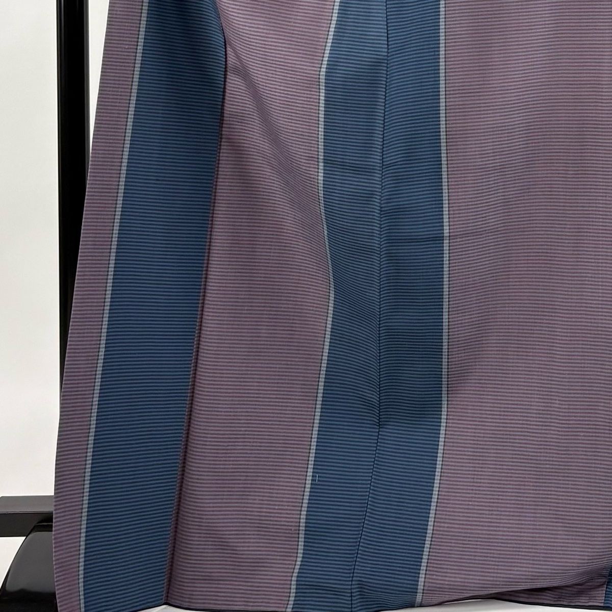 紬 身丈171 cm 裄丈69 L 袷 縞 薄紫 正絹 秀品
