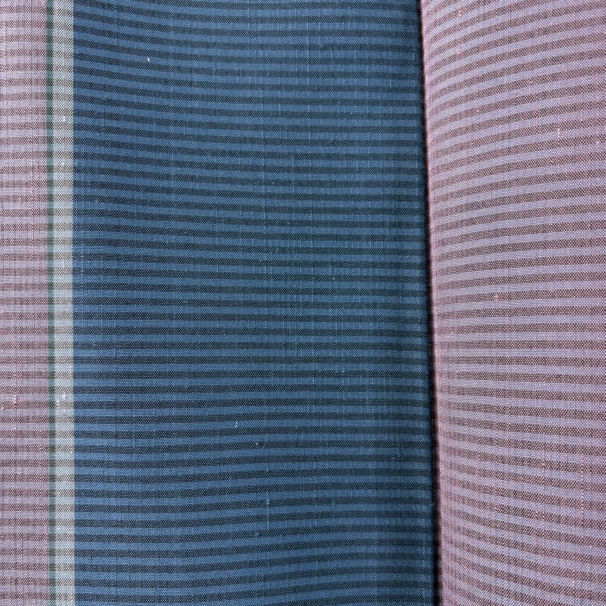  紬 身丈171 cm 裄丈69 L 袷 縞 薄紫 正絹 秀品 紬 着物