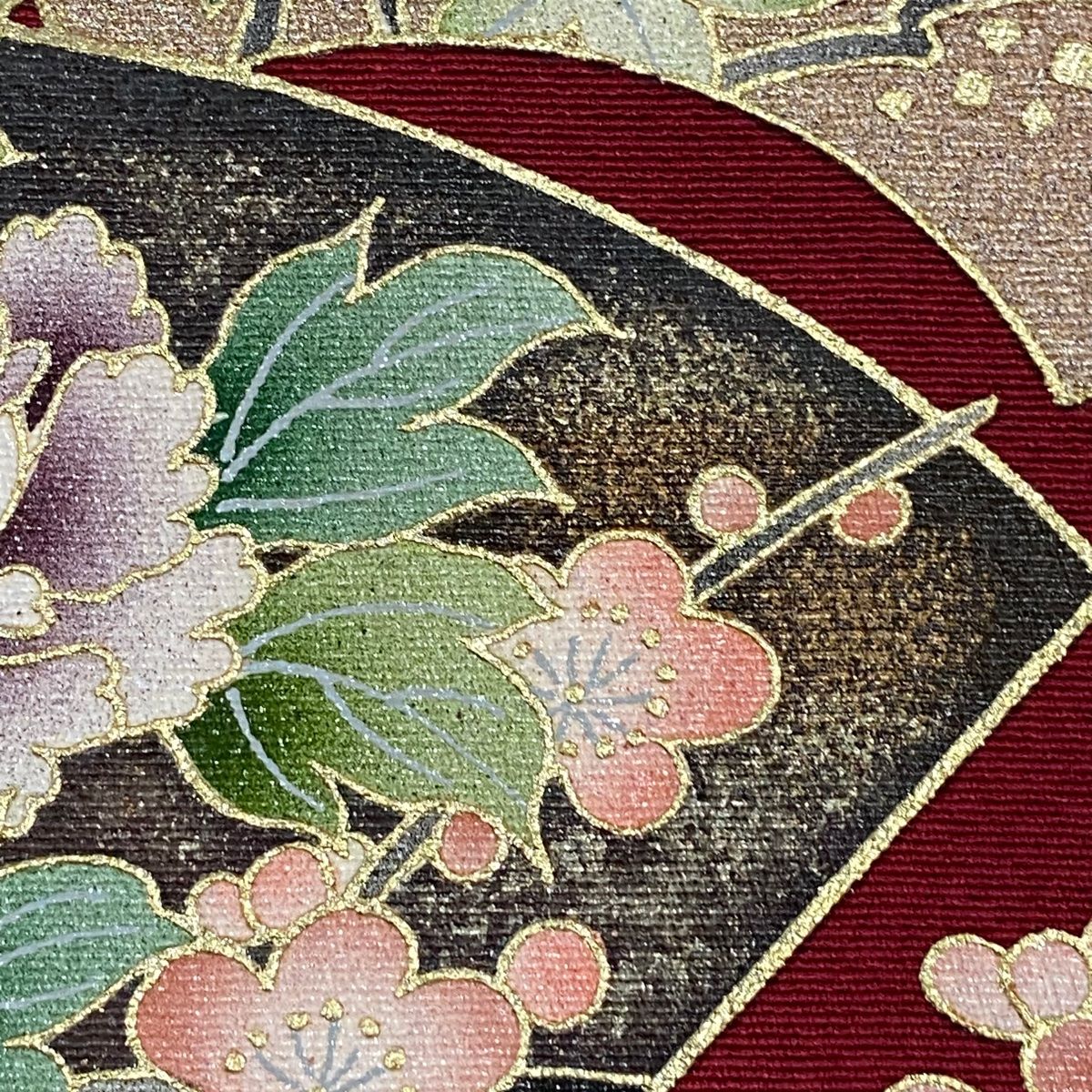 振袖 身丈162.5cm 裄丈66cm M 袷 落款 扇 枝垂れ桜 金彩 ぼかし 赤