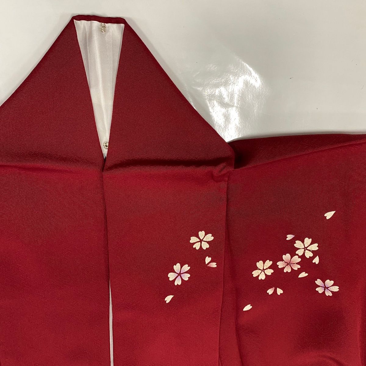 振袖 身丈162.5cm 裄丈66cm M 袷 落款 扇 枝垂れ桜 金彩 ぼかし 赤