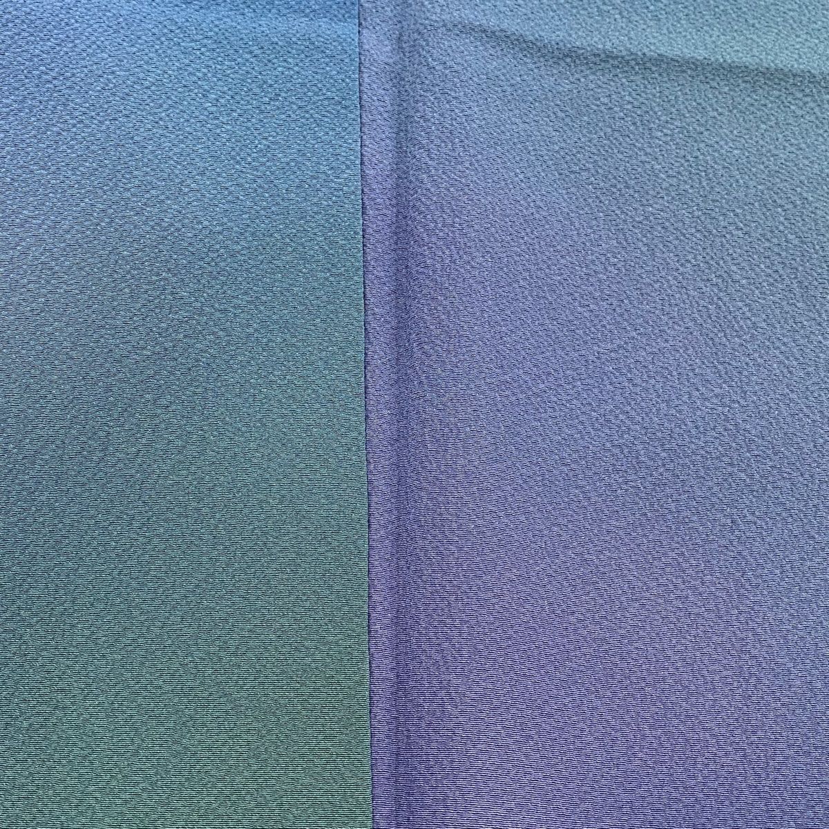  小紋 身丈159 cm 裄丈64 M 袷 斉藤三才 落款 ぼかし柄 青紫 正絹 秀品 小紋 着物