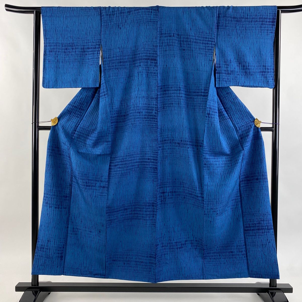 小紋 身丈154 cm 裄丈64 M 袷 幾何学 絞り 藍色 正絹 秀品