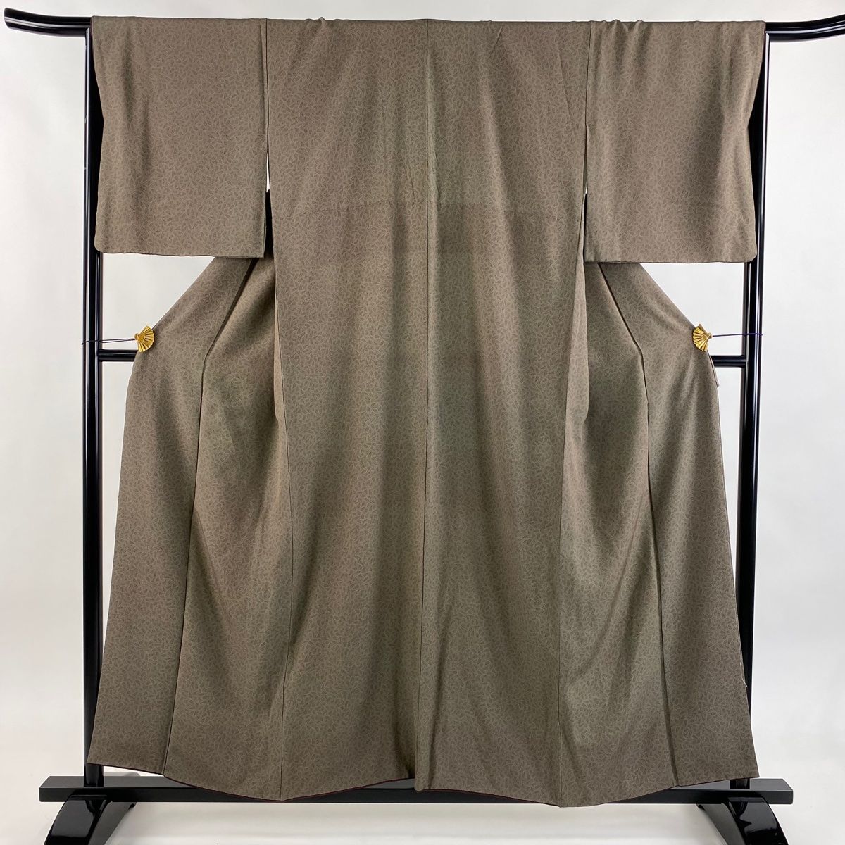 小紋 身丈155 5 cm 裄丈65 M 袷 幾何学 小豆色 正絹 秀品