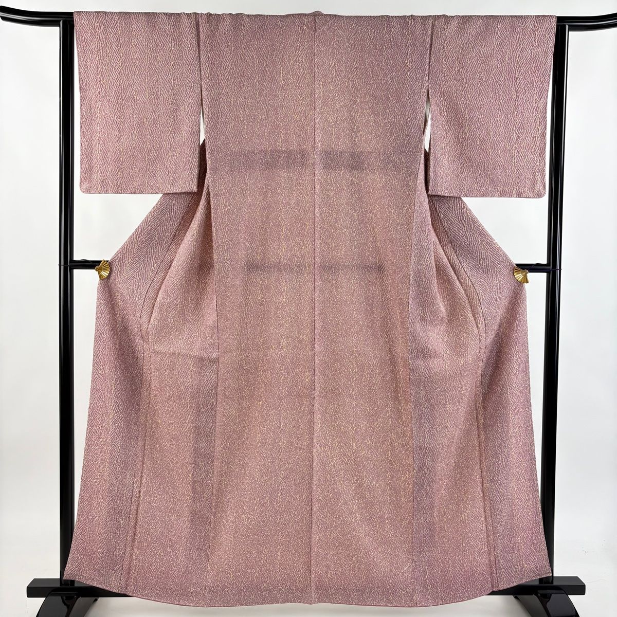 小紋 身丈161 cm 裄丈63 5 S 袷 幾何学 絞り ピンク 正絹 秀品
