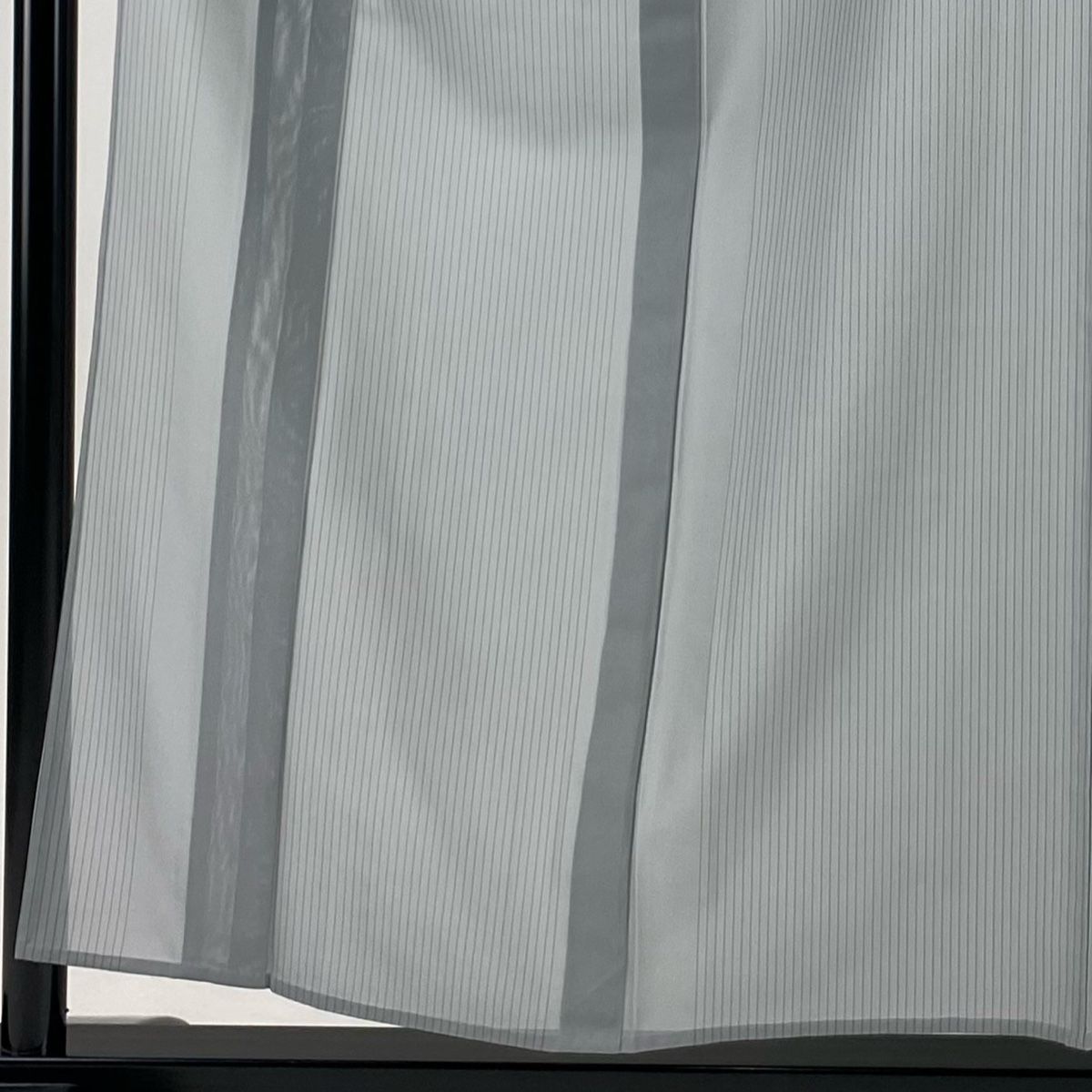 紬 身丈157 cm 裄丈62 S 薄物 夏紬 縦縞 青灰色 正絹 秀品