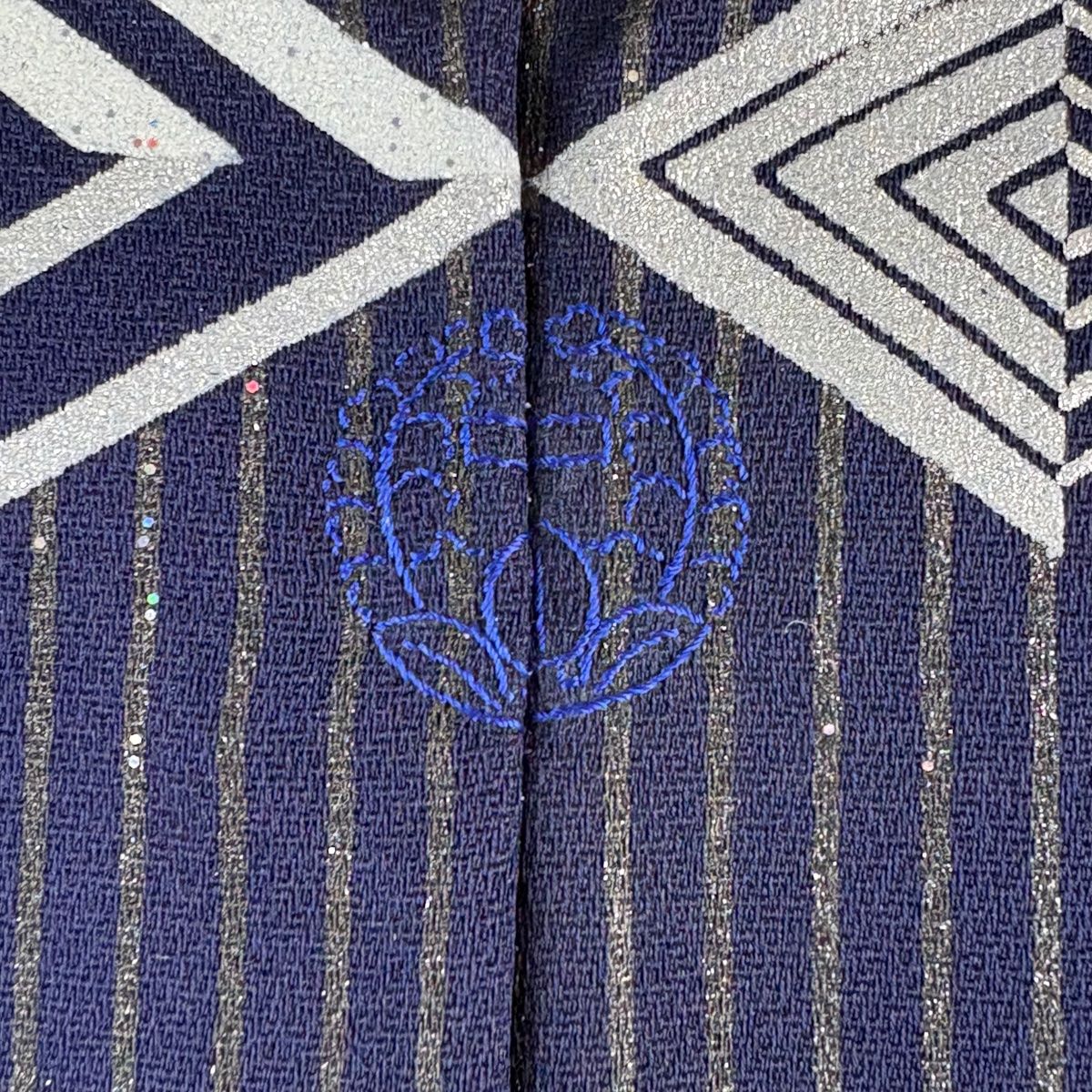 美品】 付下げ 身丈166.5cm 裄丈69cm L 袷 和田光正 落款 菱 縞 ラメ