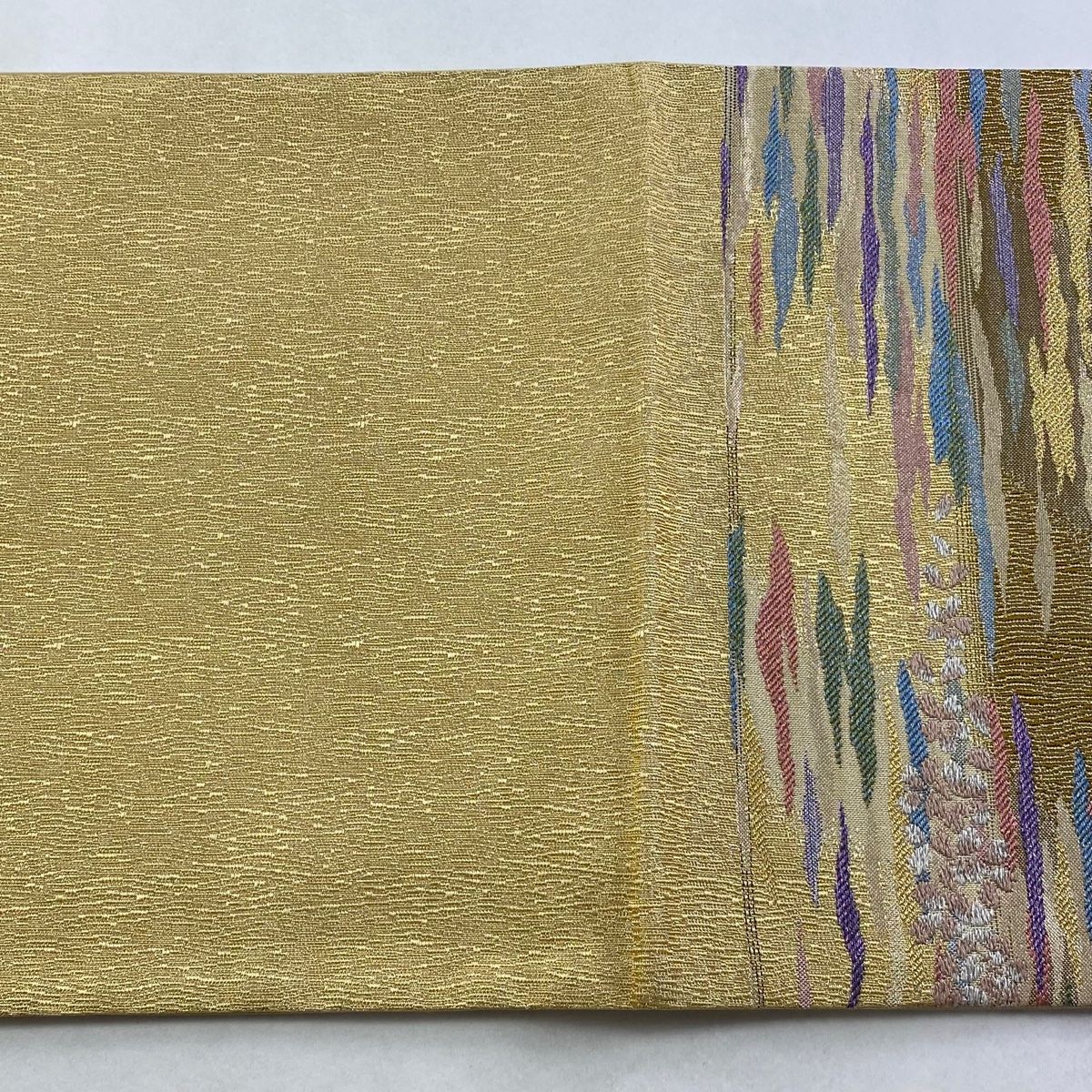  袋帯 秀品 霞 桜 箔 ベージュ 六通 正絹 袋帯 帯