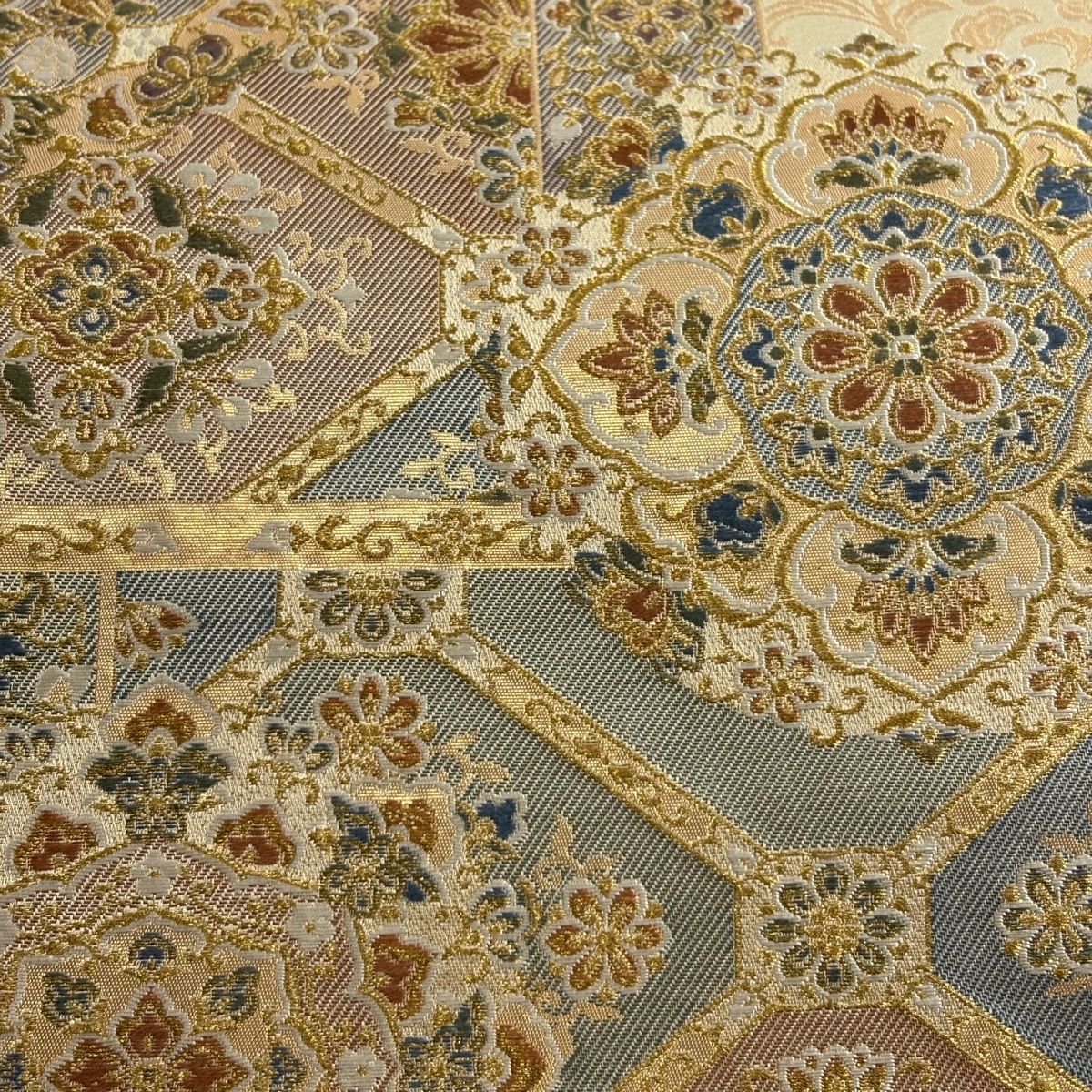 袋帯 秀品 華文 蜀江文 金糸 箔 金色 六通 正絹