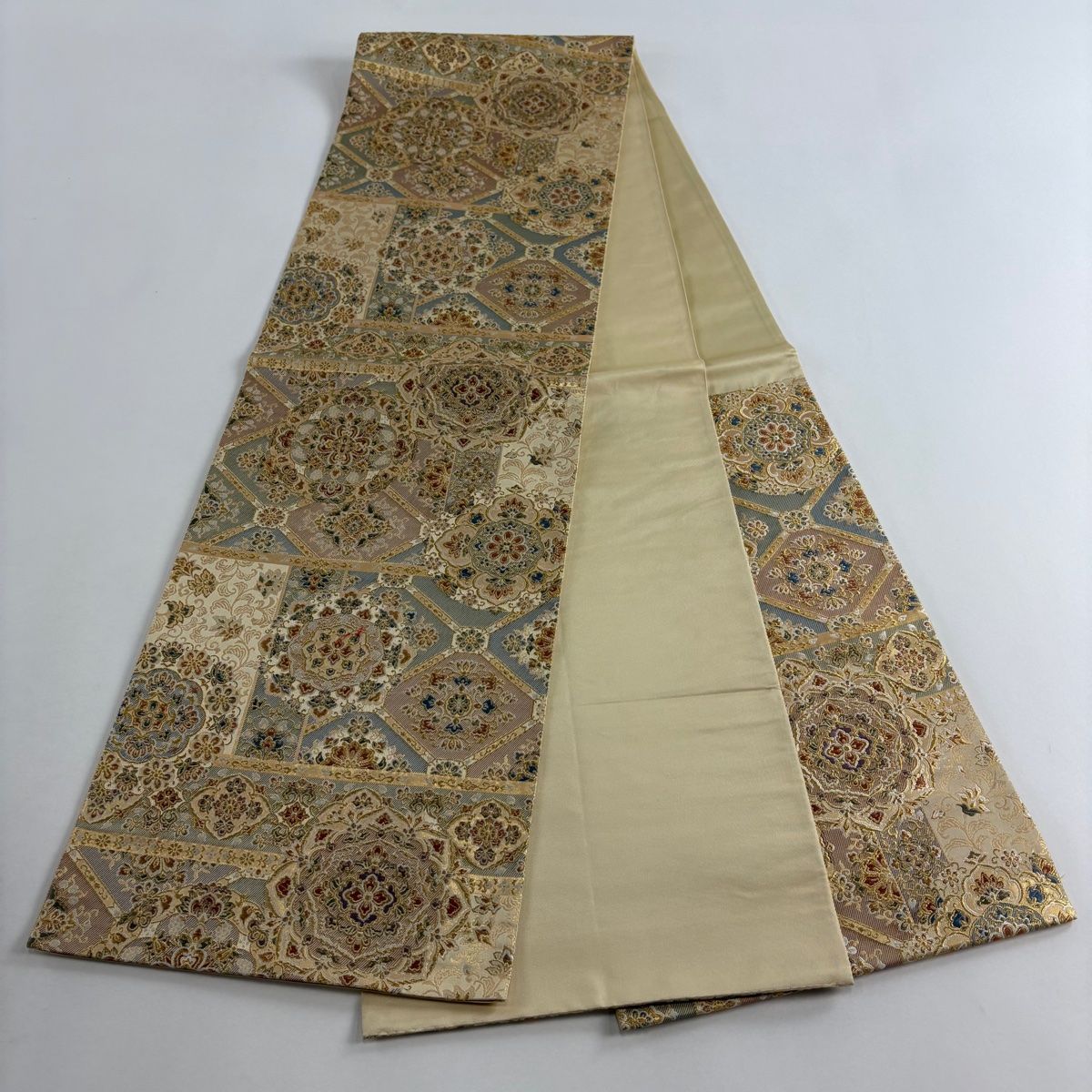  袋帯 秀品 華文 蜀江文 金糸 箔 金色 六通 正絹 袋帯 帯