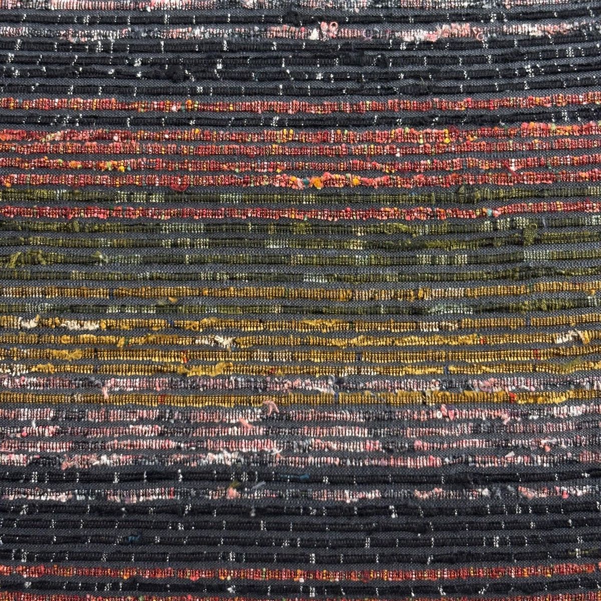 袋帯 秀品 段縞 青灰色 お太鼓柄 正絹