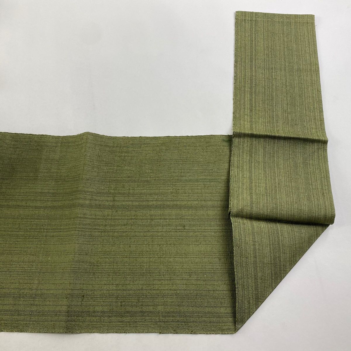  名古屋帯 秀品 八寸名古屋帯 松葉仕立て 紬地 幾何学 灰緑 正絹 名古屋帯 帯