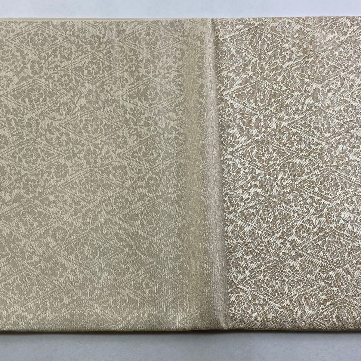  袋帯 秀品 華文 鳥 金糸 箔 ベージュ お太鼓柄 正絹 袋帯 帯