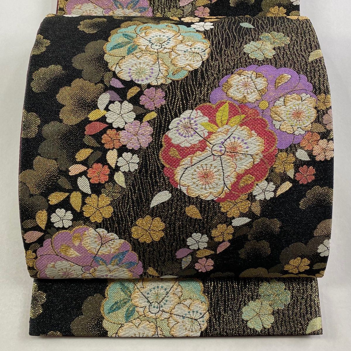袋帯 秀品 桜 花びら 金糸 箔 黒 六通 正絹 【中古】 - メルカリ