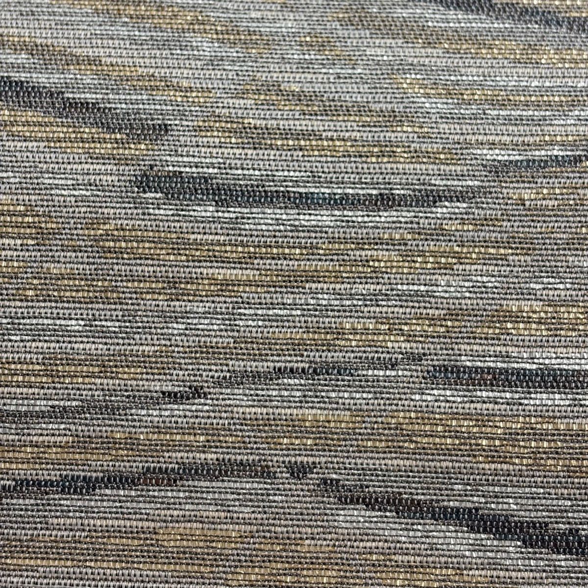 袋帯 秀品 幾何学模様 箔 銀色 六通 正絹