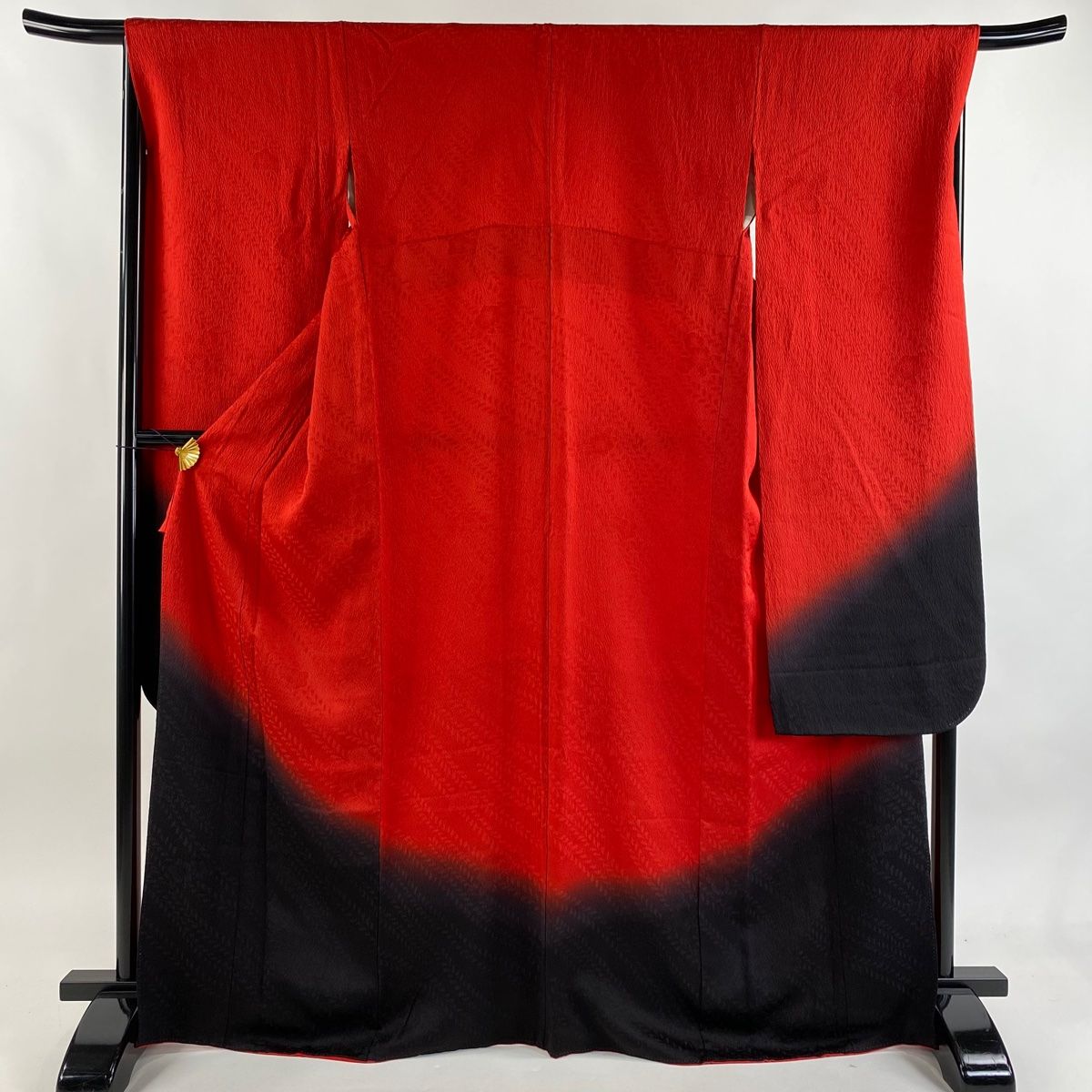 振袖 身丈170 cm 裄丈67 M 袷 地紋 染め分け 赤 正絹 秀品