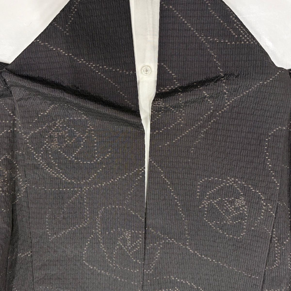  紬 身丈154.5 cm 裄丈64 M 袷 落款 薔薇 墨色 正絹 秀品 紬 着物