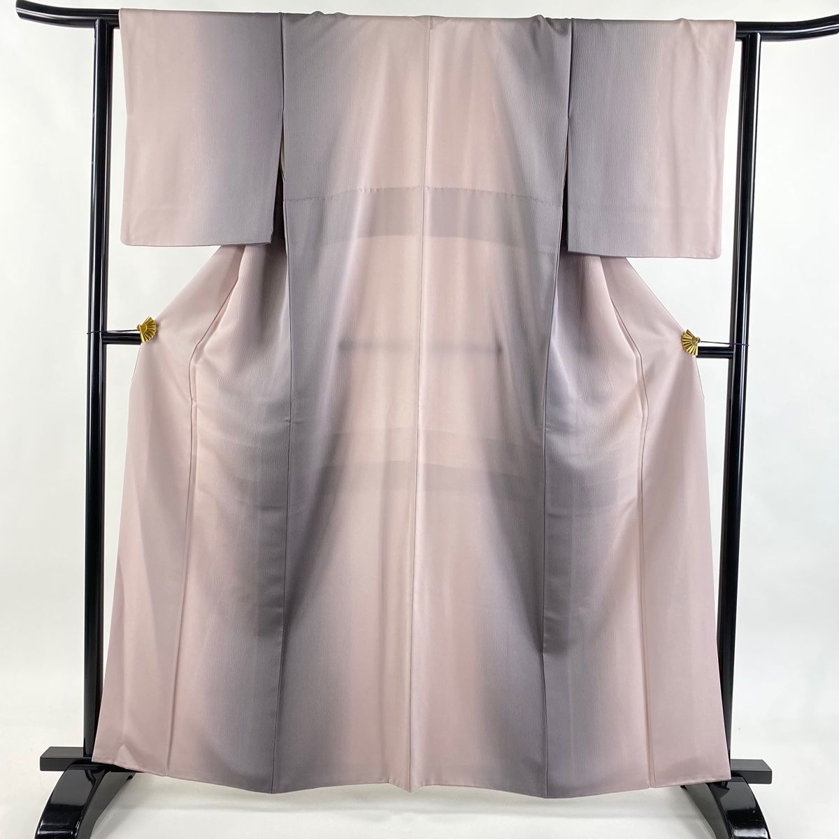 小紋 身丈162 cm 裄丈62 S 袷 縦ぼかし柄 灰紫 正絹 秀品