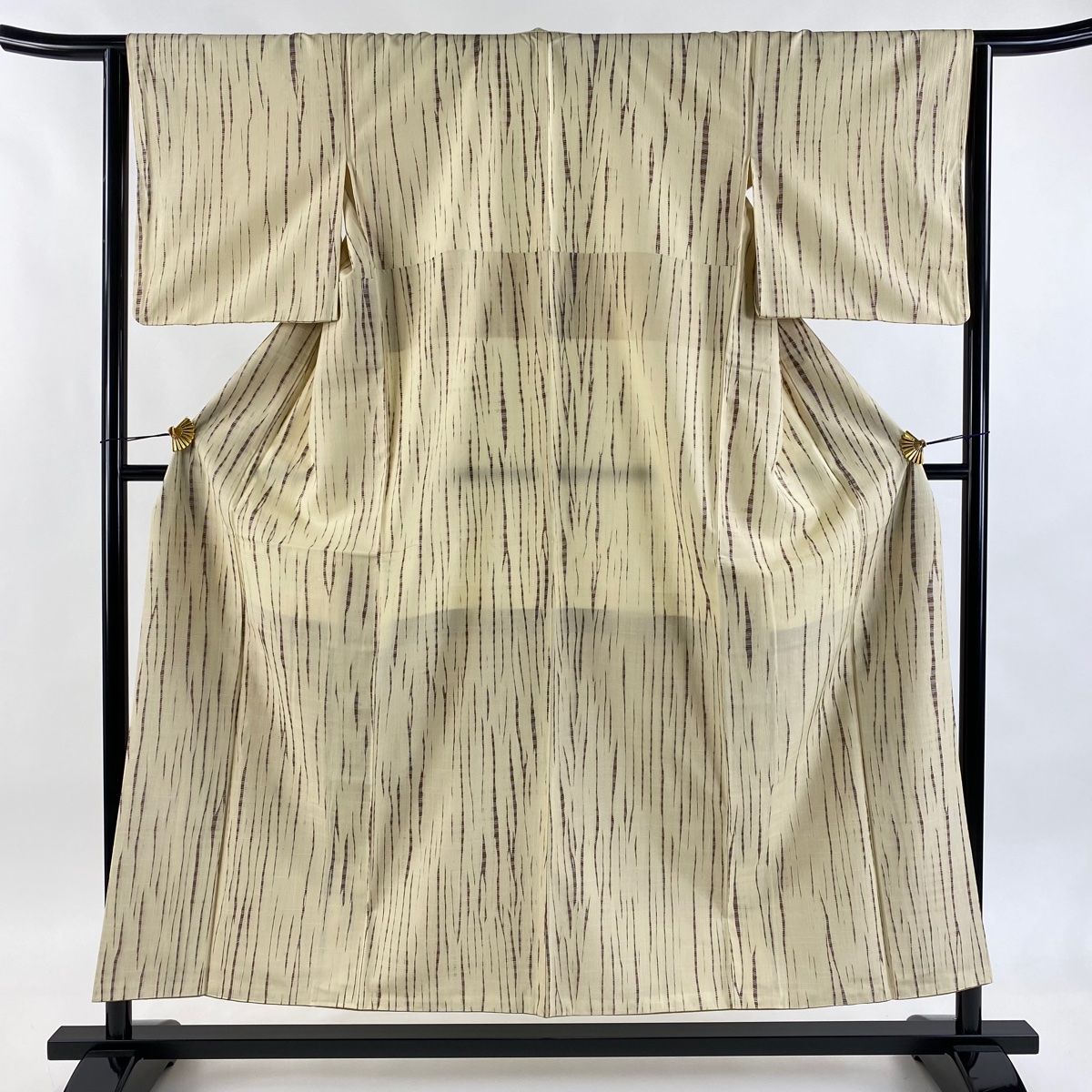 小紋 身丈154 5 cm 裄丈63 S 袷 紬地 幾何学模様 クリーム 正絹 秀品