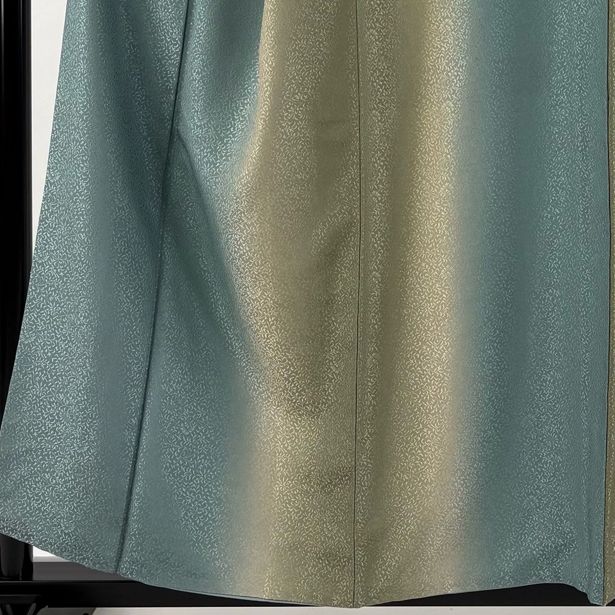 小紋 身丈157 cm 裄丈62 S 袷 地紋 縦ぼかし 青緑 正絹 秀品 一つ紋