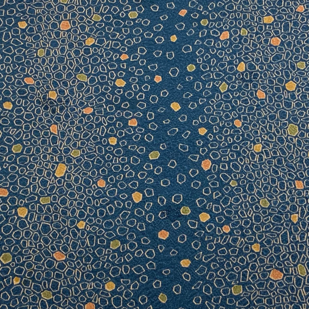 反物 秀品 小紋 幾何学模様 地紋 青緑 正絹