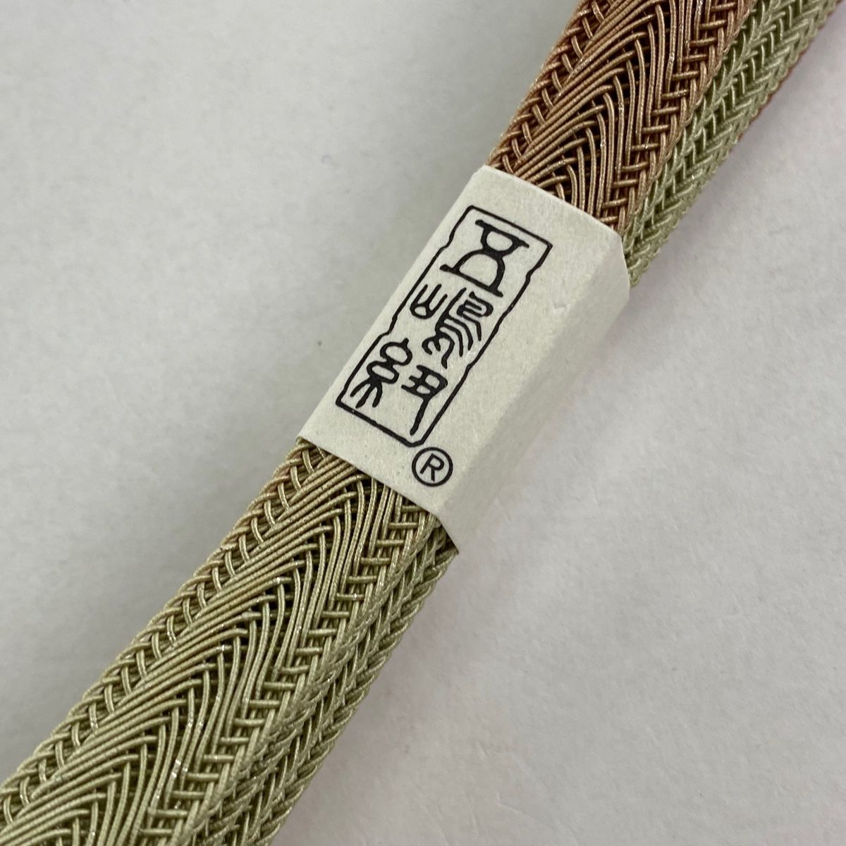  帯締め 無形文化財 五嶋紐 江戸組紐 銀糸 灰緑 正絹 和装小物 帯締め 帯留め 帯飾り