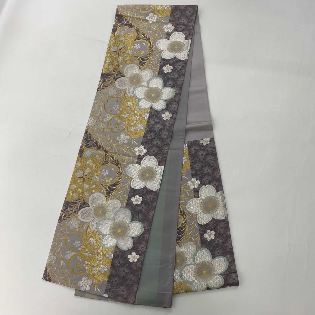  振袖 身丈171 5 cm 裄丈68 L 袷 袋帯フルセット 桜 金通し 金彩 黒 正絹 振袖 着物