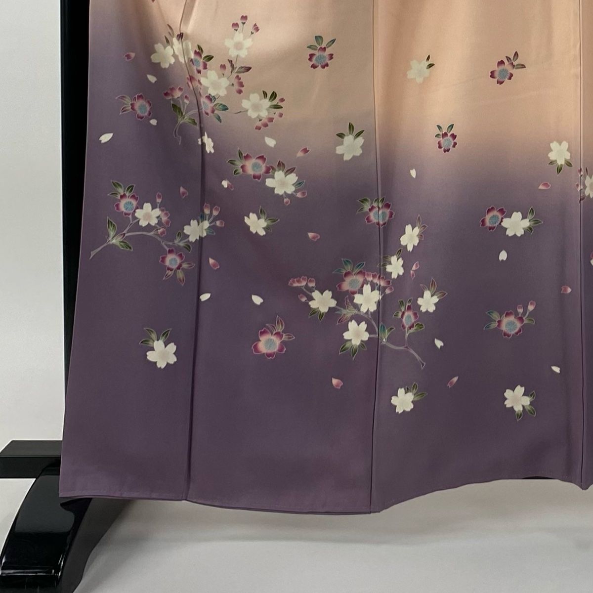 振袖 身丈162 5 cm 裄丈67 M 袷 袋帯フルセット 桜 花びら 染分け ぼかし ピンク 正絹 秀品
