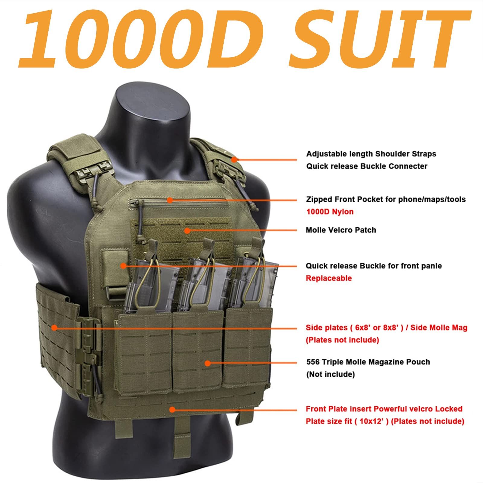 TWINFALCONS タクティカルベスト 軽量 プレートキャリア サバゲー用 サバイバルベスト MOLLE モール対応 戦術 サイズ調整可 1000Dナイロン素材 レーザー切断 アップグレード ベスト 通気 バックル付き MK3 MK4 チェストリ WWW_OPDRERGINERDOGAN_COM