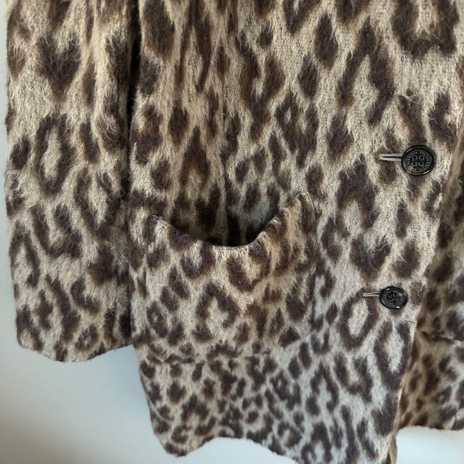 EVEX by KRIZIA】Lサイズ パンサーシャギー ウールコート 40 ウール