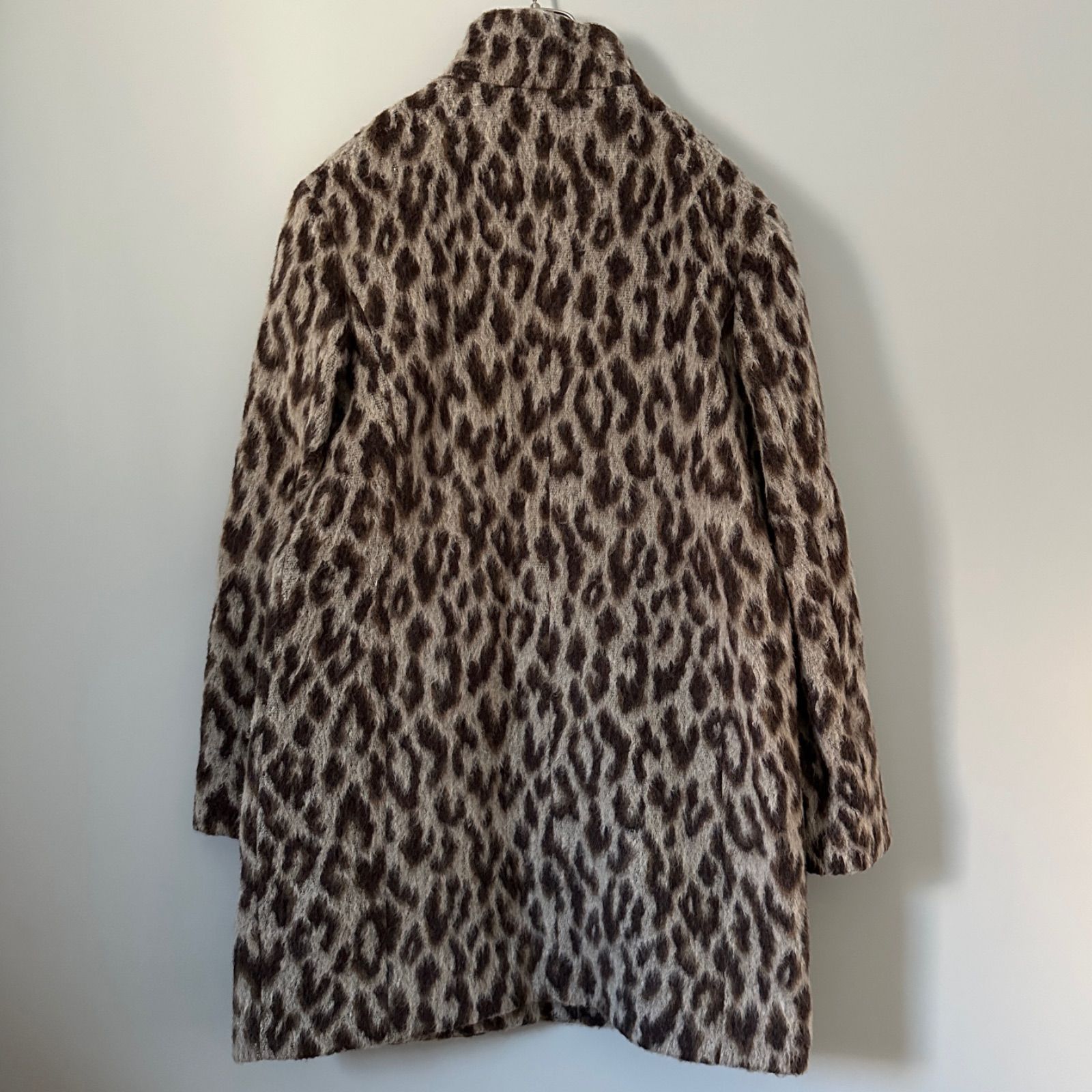 BBX様✨ジバンシー シルク100％ レオパード 総柄 コート ノーカラー EVEX by KRIZIA】Lサイズ パンサーシャギー ウールコート 40 ウール