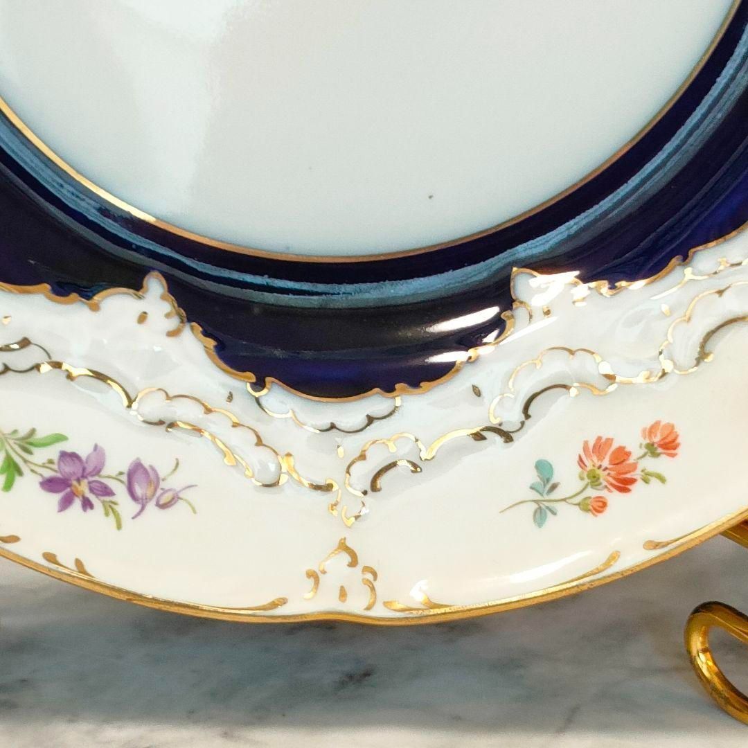 マイセン Bフォーム スキャタードフラワー コバルト 金彩 プレート 皿 1級品 WWW_OPDRERGINERDOGAN_COM