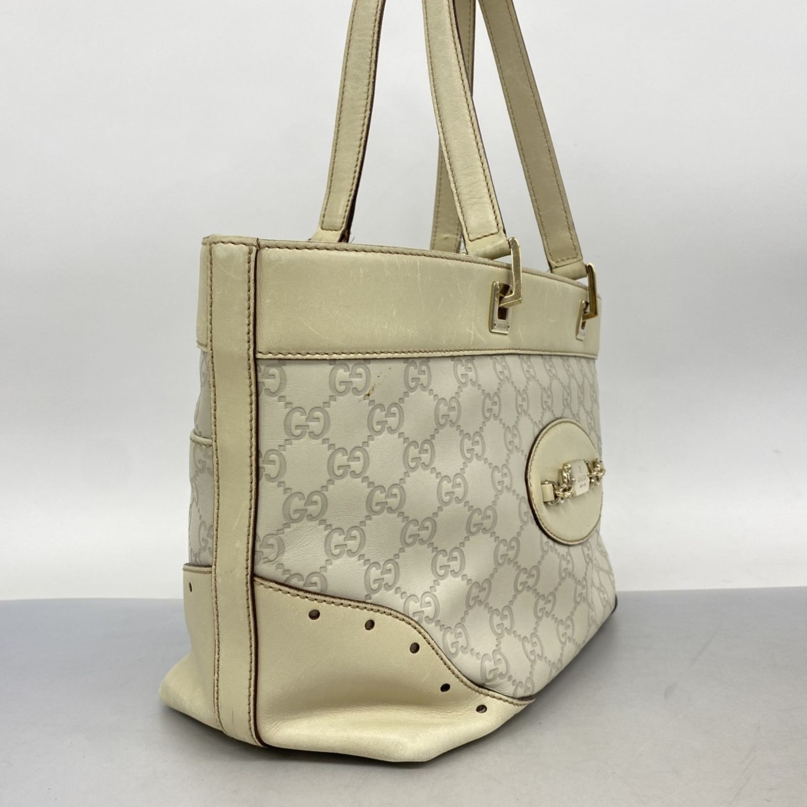 グッチ Gucci グッチ トートバッグ グッチシマ 145993 レザー アイボリー シャンパンレディース