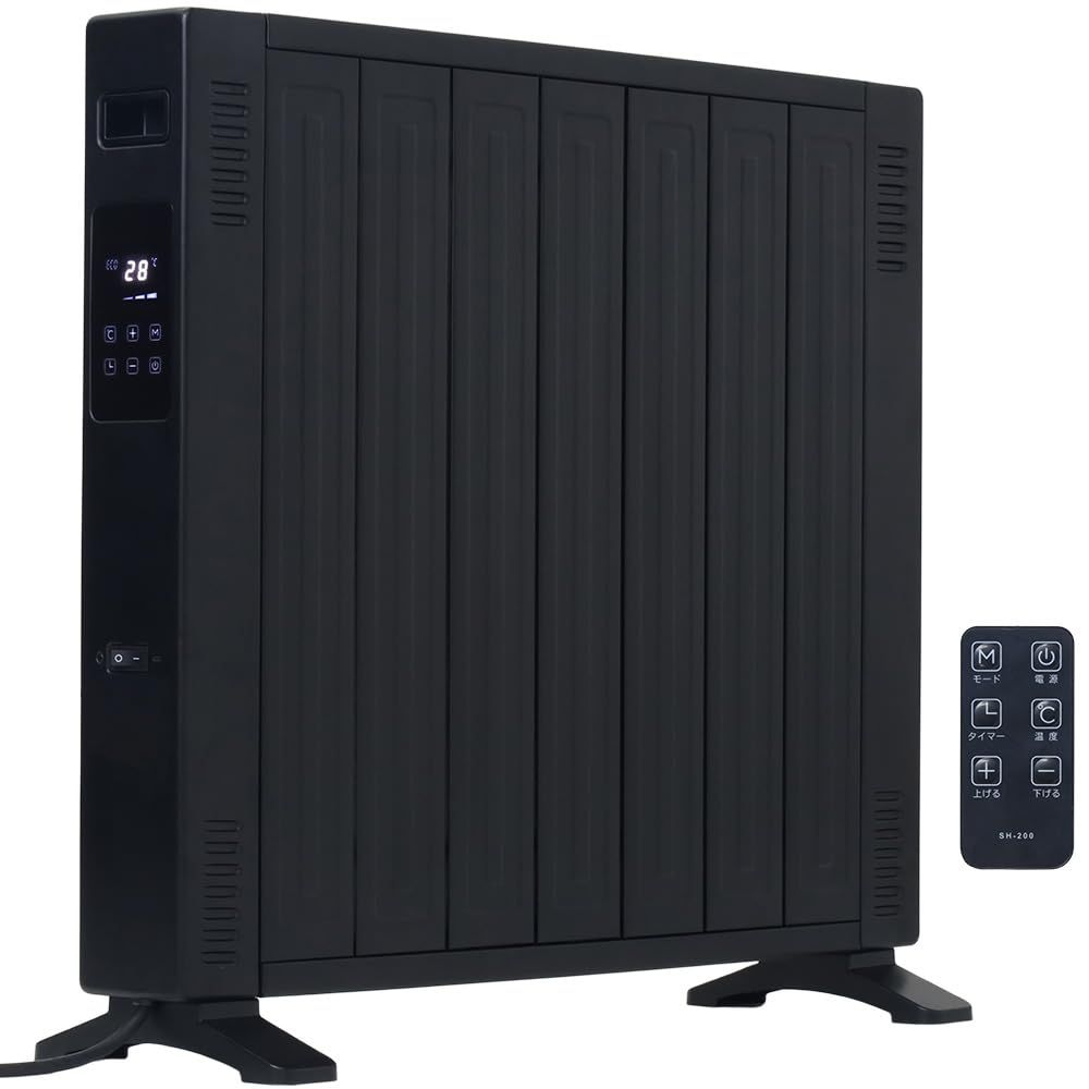 iimono117 オイルフリーヒーター 省エネ 暖房器具 ヒーター 1200W 700W 500W 出力3段階 ハイパワー 安全装置付き タッチパネル操作 オイルヒーター 小型 ゼロ風暖房 乾燥しにくい 転倒オフ 電気ヒーター oil heater ブ