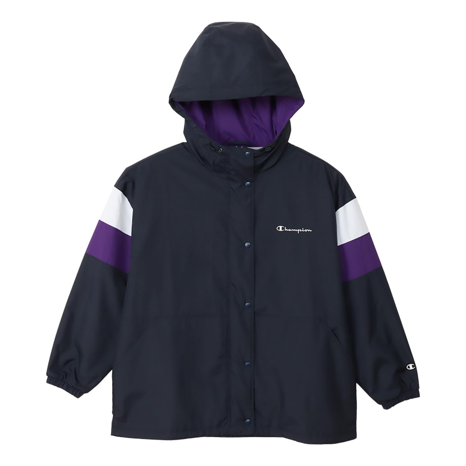 チャンピオン ジャケット 長袖 撥水 防風 保温 スクリプトロゴ ジップフーデッドジャケット ベーシックスポーツ CW-ASC01 レディース ネイビー