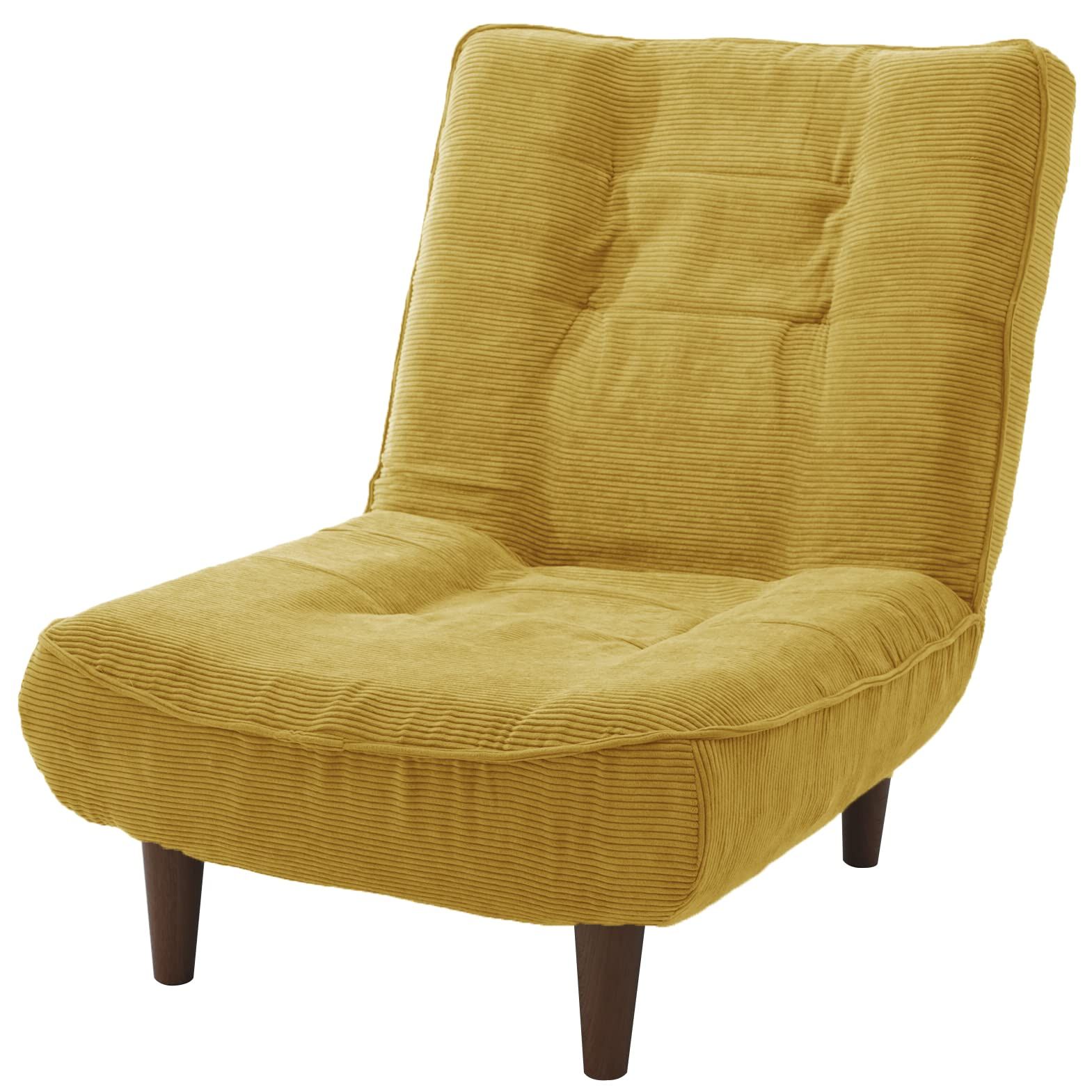 セルタン 幅約66cm 和楽の浅葱 1人掛け ポケットコイル コーデュロイイエロー 背部リクライニング A327P-684YE