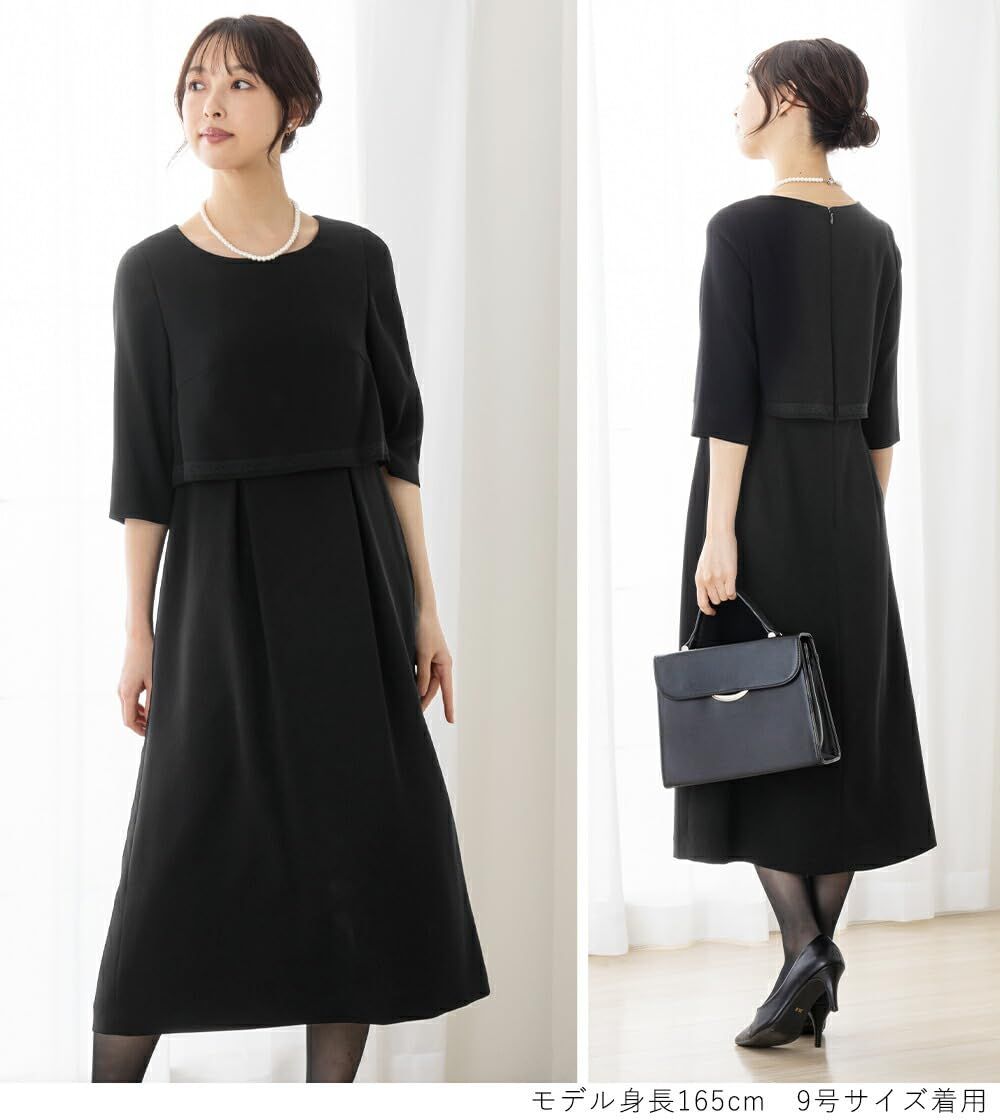  アッドルージュ 喪服 レディース ブラックフォーマル 夏 洗える 礼服 ワンピース 五分袖 セットアップ風 大きいサイズ 小さいサイズ 体型カバー m 5257 17号ABR ロング丈 その他 フェイスケア
