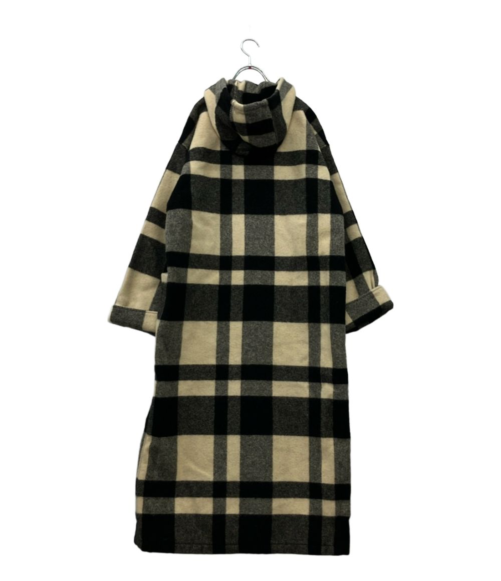 エルエルビーン ウールコート ロング ヴィンテージ チェック柄 アイボリー×ブラック H517 レディース SIZE M L.L.Bean
