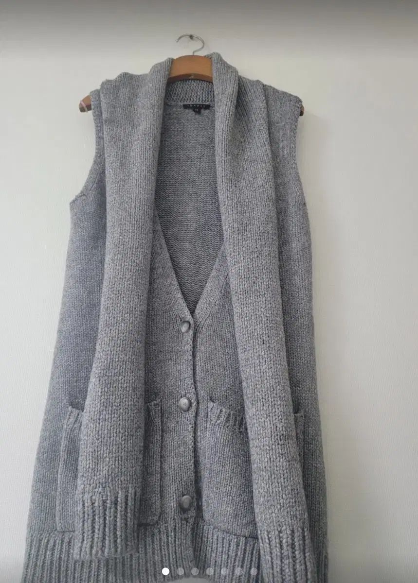 Theory グレー ニット ロング ベスト