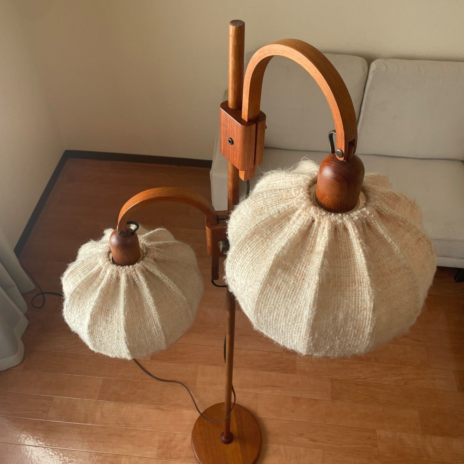 貴重な2灯】ドイツ製 DOMUS ドムス チーク材 フロアランプ スタンド