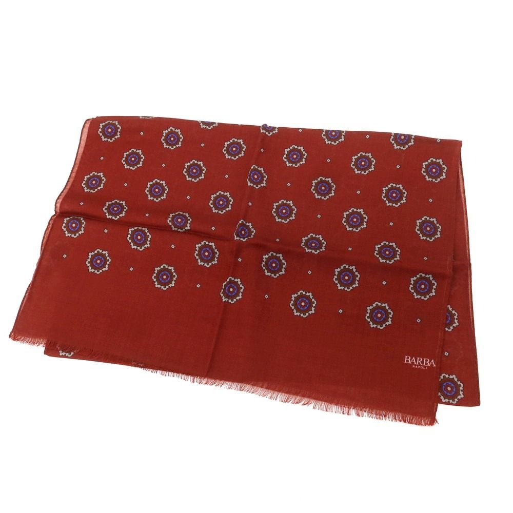 バルバ BARBA ウール ストール バーガンディxグレー メンズ